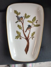 XL Zierteller Porzellan Vogelmalerei Goldrand Servierplatte Handbemalt 