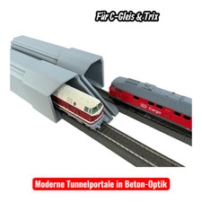 H0 Tunnelportale für Epoche VI für Märklin C & Trix Gleise – Ein- & Zweigleisig