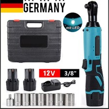 Elektrischer 3/8'' Akku Ratschenschrauber Ratschen Winkelschrauber 2 Akkus 60NM