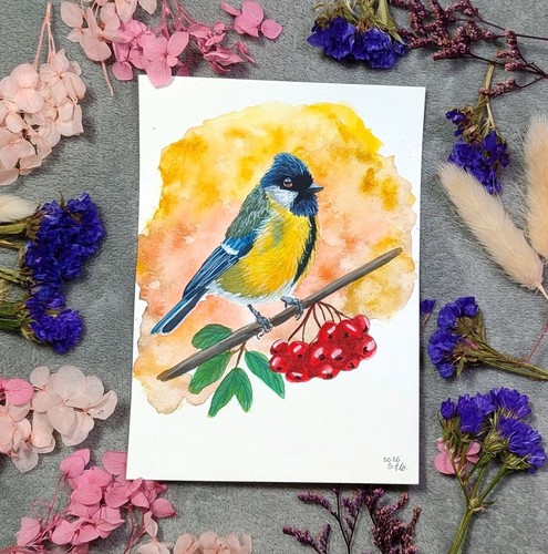 Aquarell kohlmeise gemälde - aquarell,