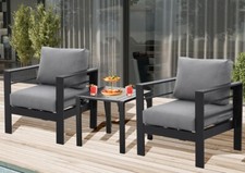 Aluminum Sitzgruppe 2 Personen Sitzgarnitur Gartenmöbel Set Balkon Terrasse
