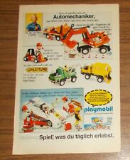 Seltene Werbung PLAYMOBIL System Bagger Müllauto Rennwagen Klicky 1980