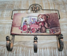 3er Wandhaken Garderobenhaken Shabby Metall Bärenmotiv Retrolook neu