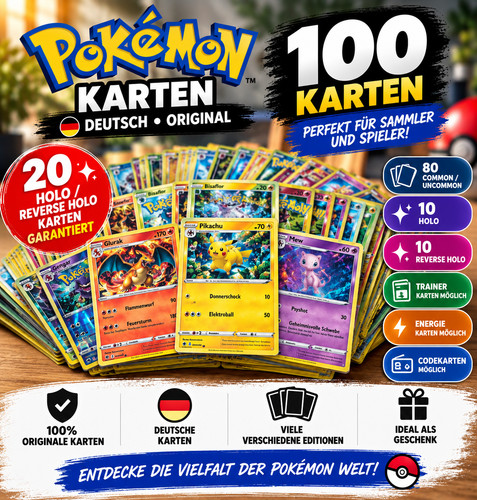 100 pokemon karten - ⭐,