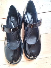 Damen Halbschuhe Mary Jane Gr.38 Lacklederoptik schwarz, neu