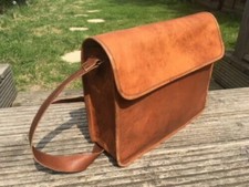 Herren Vintage Echtleder Ranzen Schule Militär Schultertasche Messenger Bag