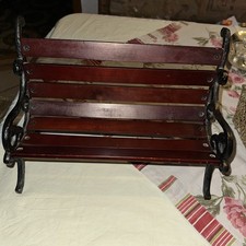 Vintage alte Gartenbank Puppenbank Holz Schmiedeeisen Massiv robust Schwer