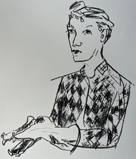 Stephan Balkenhol Signierte Original Lithographie - Mann mit Krokodilhandpuppe