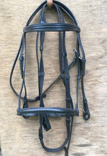 englische Trense schwarz Stirnriemen verz feines Reithalfter engl Leder Vb/Wb