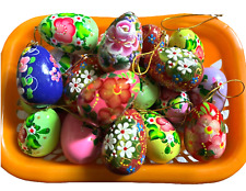 5tlg Set Oster Eier aufhängbar Holz Handbemalt Lackiert, 5St,  5cm