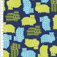 (€ 14,00/m) Patchworkstoff -  " Urban Zoologie " Nielpferd - 25 x 110cm