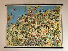 Vintage Bildkarte Westeuropa Schulkarte Landwirtschaft & Angeln