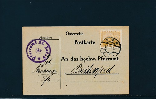 Postkarte 1931 vom pfarramt - 1931,