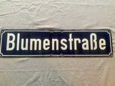 Alt Strassenschild Blumenstr. Emaille Schild 70er Jahre Blumen 80x20 cm
