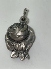 Vintage Silber doppelseitiges Rosen-Medaillon-Anhänger mit Christl. + Madonna,7g