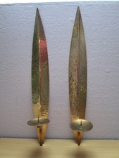 2 Wandkerzenhalter aus Messing mit Hammerschlag Alfred Schäfter um 1930 Bauhaus