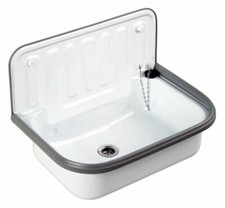 Ausgussbecken aus Stahl weiß Spülbecken Waschbecken | B-Ware