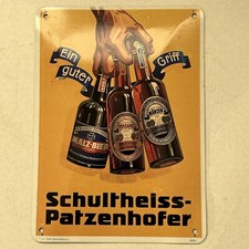 Blechschild Alte Bier Reklame Schultheiss Patzenhofer Ein guter Griff 