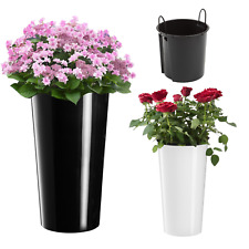 Runder Blumentopf mit Einsatz Hochglanz Übertopf 4 Farben 5 Größen Blumentopf