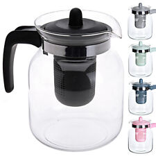 Teekanne Glas mit Teesieb & Deckel ca.1,3L. Teebereiter Teekrug Teefilter 