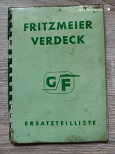 Fritzmeier Verdeck GF  Typ M 100/So, Ersatzteilliste und Anbauanleitung von 1961