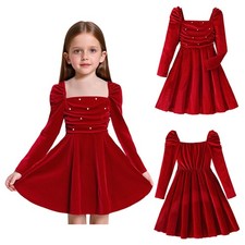 Mädchen Weihnachten Hochzeit Kleid Urlaub Samt Junioren Neugeborenes Prinzessin