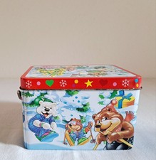 Spieluhr Musikdose Weihnachten Bärchen Relief Dose Blechdose, innen Goldblech