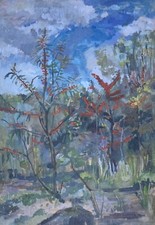 Gouache Landschaft Sanddorn in