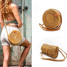 Rattan Umhängetasche Korbtasche Handtasche Schultertasche Naturprodukt Rund
