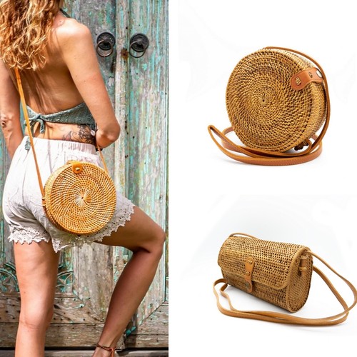 Rattan umhängetasche - rattan,