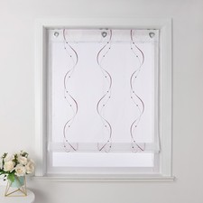 Raffrollo mit Ösen Bestickt Raffgardinen Küche Gardinen Voile Transparent Modern