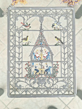 Wandbild Zinn Glas Handgefertigt Filigran Vögel Blumen Handwerkers  Haus