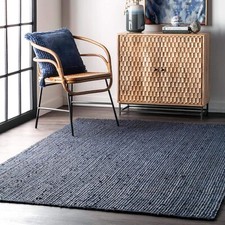 Teppich Blau Jute Quadratisch