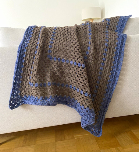 Babydecke braun blau 94x94 - braun/blau,