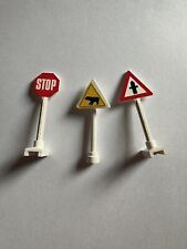 LEGO 3 x Verkehrsschilder City Stab grau Vorfahrt Bär Stop Schild