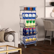 5 Etagen Regalwagen Küchenregal Stapelbar Gemüsekorb Obstkorb Aufbewahrungskorb