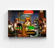 Hunde Poker Leinwandbilder Spielen Tiere Wandbild Art Leinwand Bild XXL Kunst