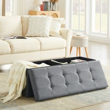 Sitzhocker mit Stauraum, 114x38x38 CM, Sitzbank Faltbar Truhen, Deckel Abnehmbar