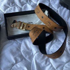Mcm Gürtel, Original Braun Mit Logo Und Goldener Schnalle, Tolles Teil Original
