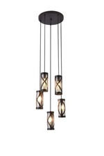 Rabalux 5340 Pendelleuchte 5 Spots Oberon, E14, braun-orange, rund, Industriell,