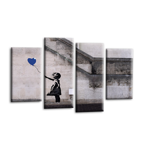 Banksy wandbild blau grau - banksy,