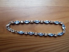 Armband 925er Silber Steine hellblau (Glas? Aquamarin?) + gelblich Sterling