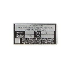 Typenschild Blanko für Simson Mofa SL 1 | Originalgetreues Ersatzteil