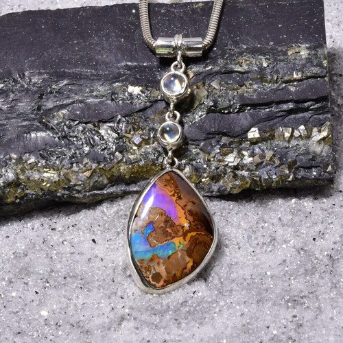 Boulder opal anhänger - opal, 925er