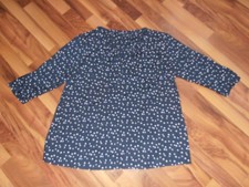Süßes dunkelblaues Blusenshirt mit weißen+lila Punkten*3/4-Ärmel*Gr. L 44/46*