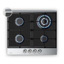 Gaskochfeld 4-flammig Gasherdplatte Erdgas- und LPG-kompatibel 8000 W 60 cm Glas