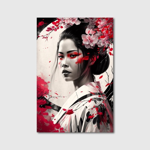 Geisha wandbild xxl - geisha,