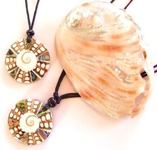 Handgefertigte Shiva Auge Perlmutt Kette Muschel Horn Sonne Amulett Surfer neu