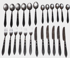 24-tlg BESTECK BISTRO LANDHAUS COUNTRY SCHWARZ 24 TEILE GABEL MESSER LÖFFEL