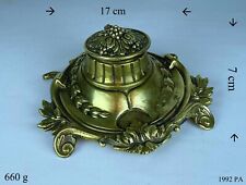 Schreibtisch Garnitur Tintenfass mit Stempel frühes 20 Jh aus Messing Hochwertig